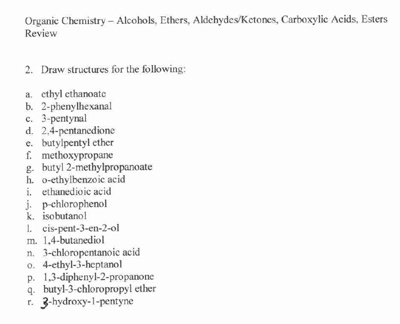 Organic Chemistry Nomenclature Worksheet With Answers