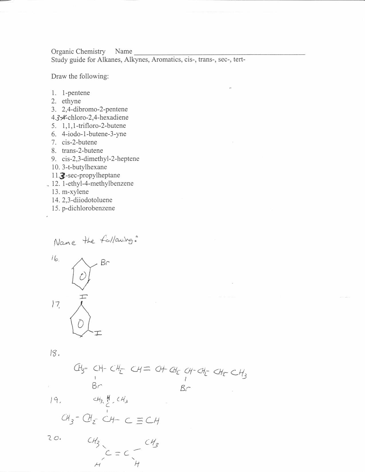 Naming Alkanes Worksheet 1 Answers - Best Bren